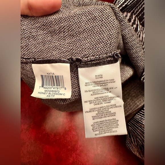 BCBGMAXAZRIA Katia Silk Blend A-Line Knit Dress, Black and Neutrals, XS - Picture 8 of 8